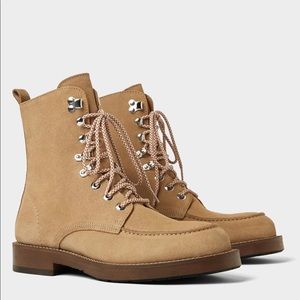 ZARA MENS BEIGE GENUINE LEATHER BOOTS